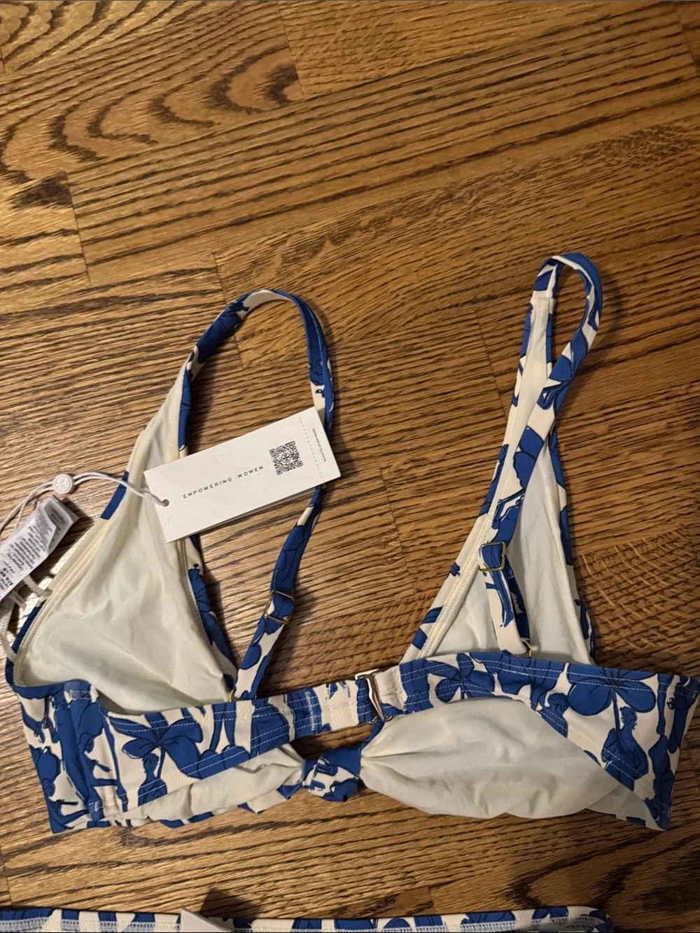 NWT Tory Burch White Bikini with Bold Blue Floral Print set
